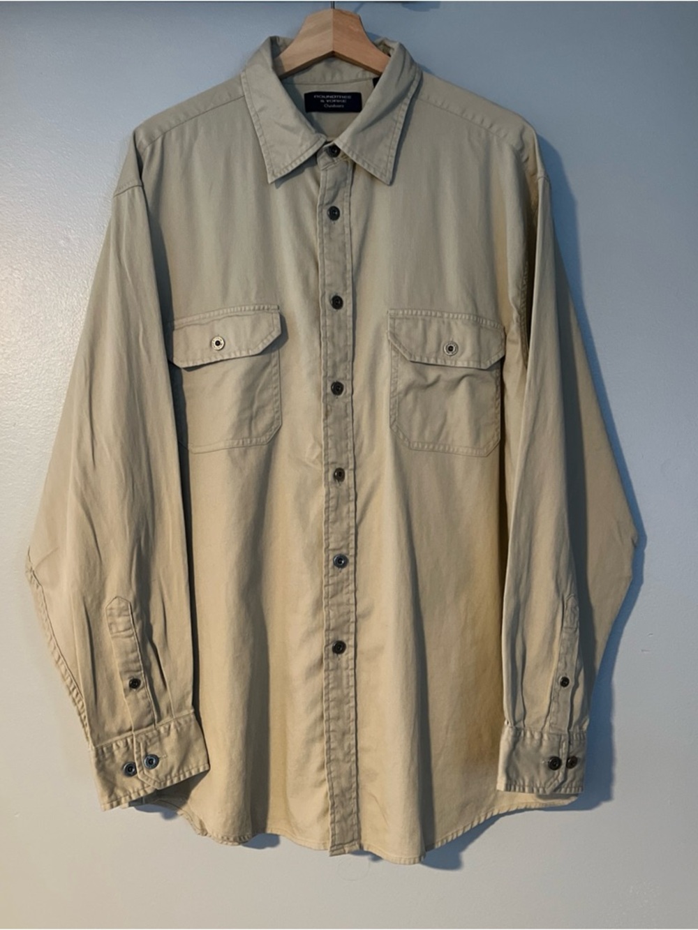 Roundtree & Yorke Light Beige Button-Front Shirt Jacket